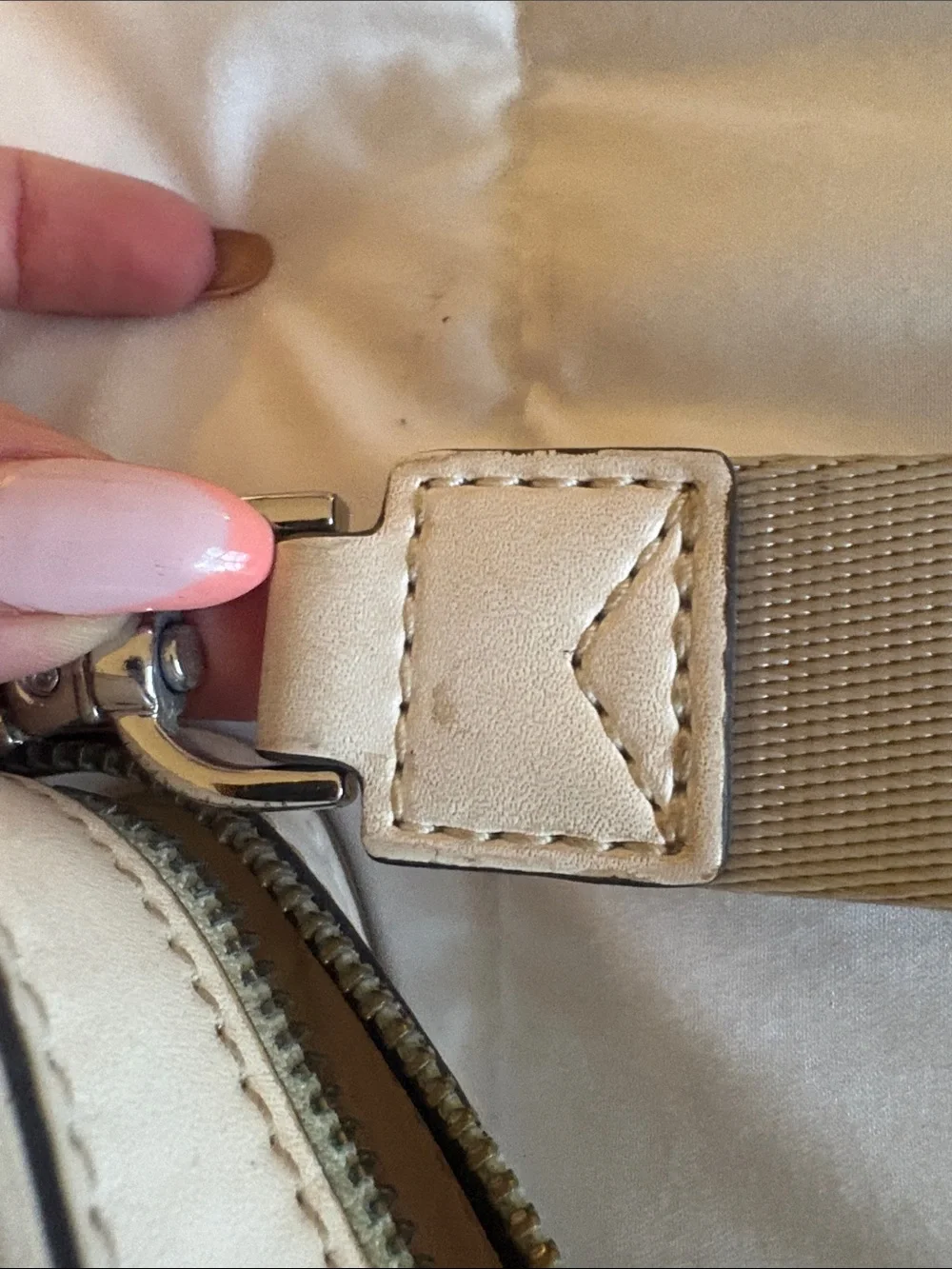 Michael Kors Taupe & White MK Logo Camera Crossbody